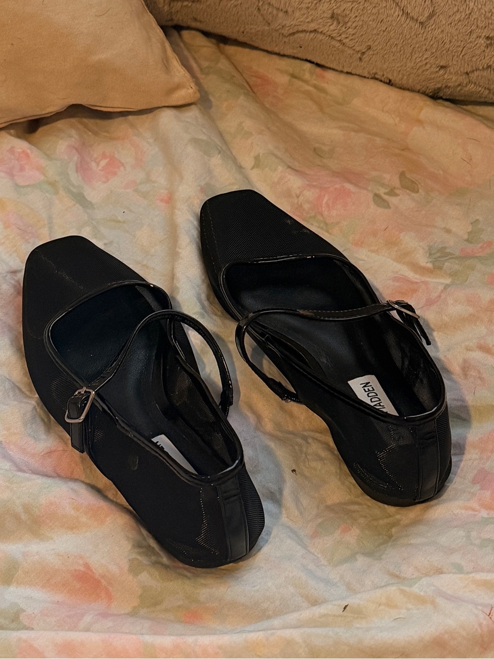 Steve Madden Black Square-Toe Mary Jane Flats